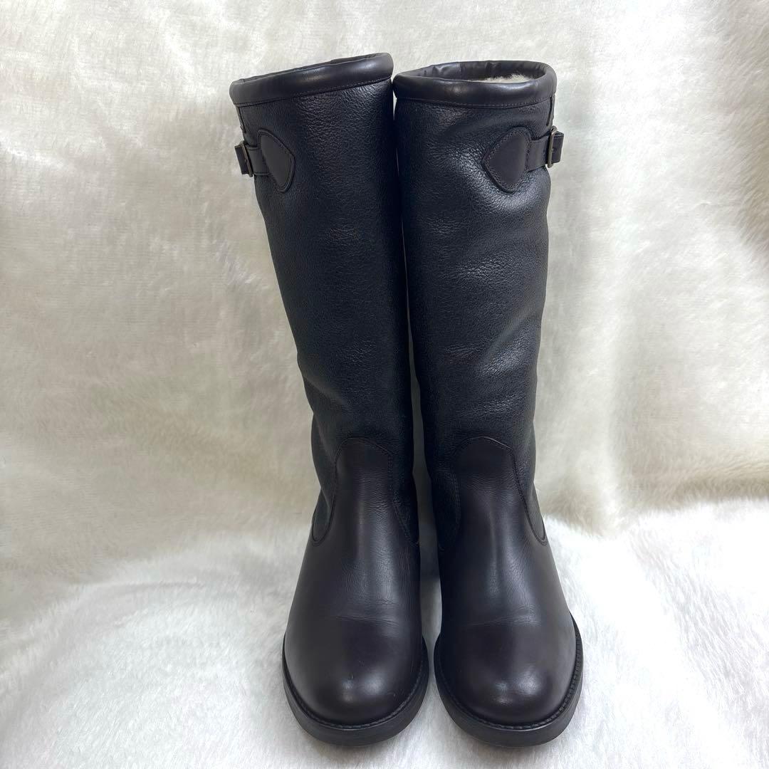 AIGLE エーグル◆ムートン　レザーロングブーツ　茶