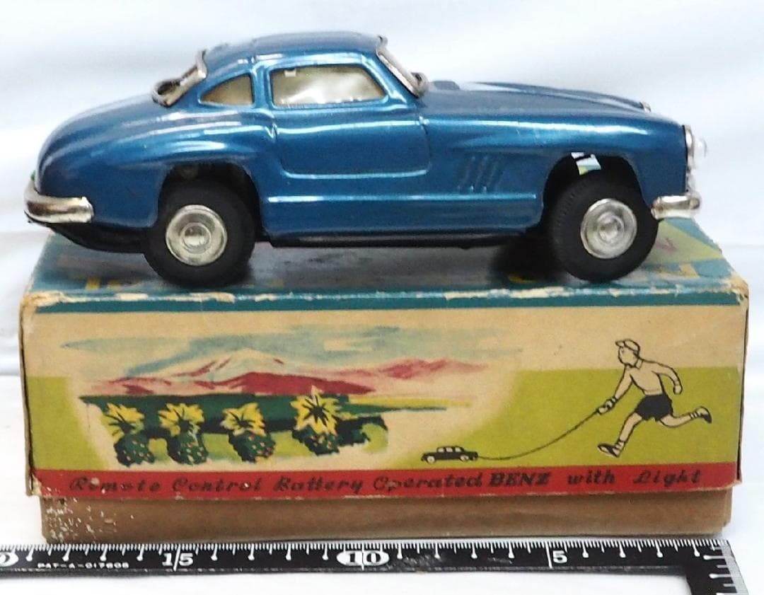 KS【メルセデス ベンツ300SL青リモコン欠】ブリキtin toy car箱付
