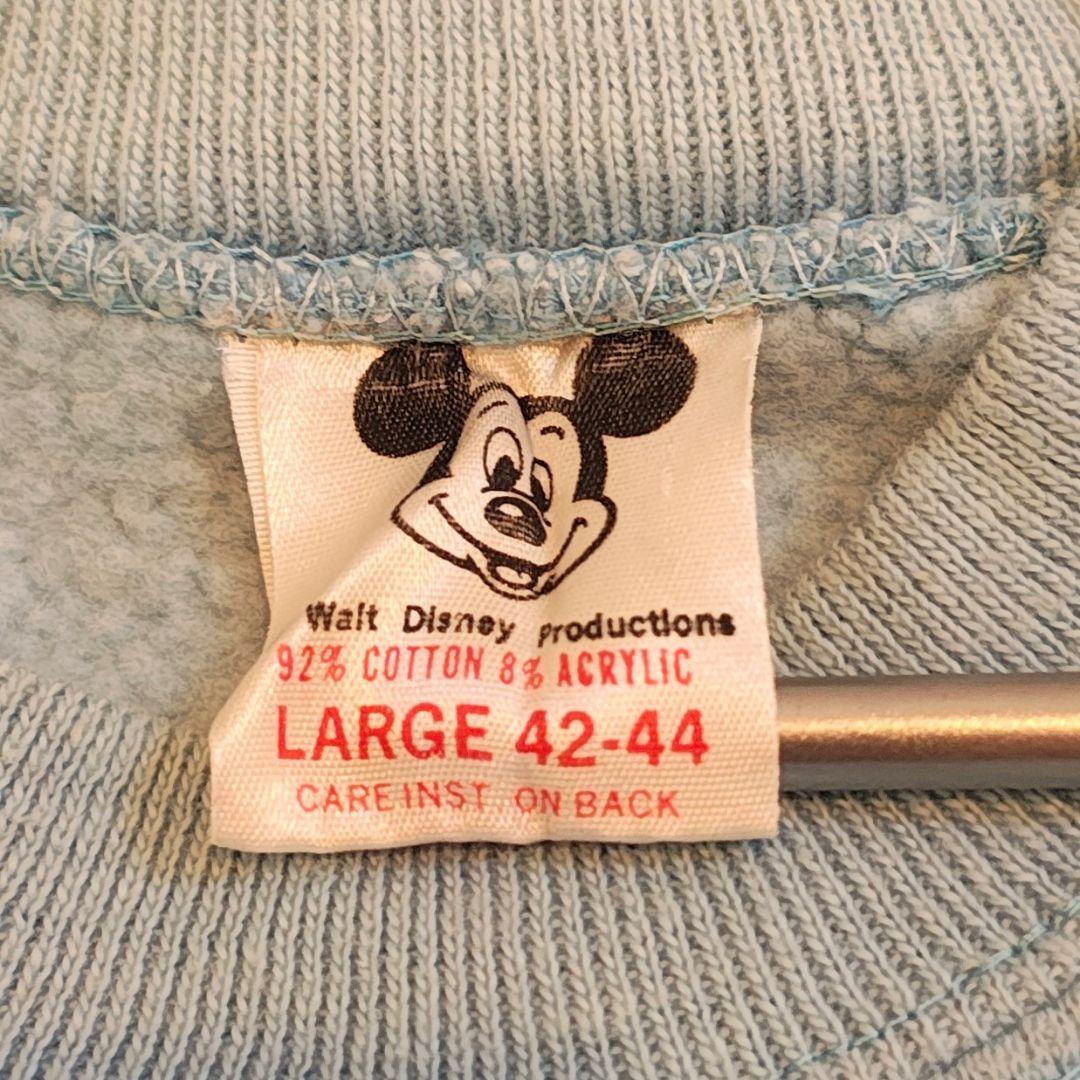 W*ス様 70s スウェット ディズニー ミッキー 白足 水色 ビンテージ 脇下