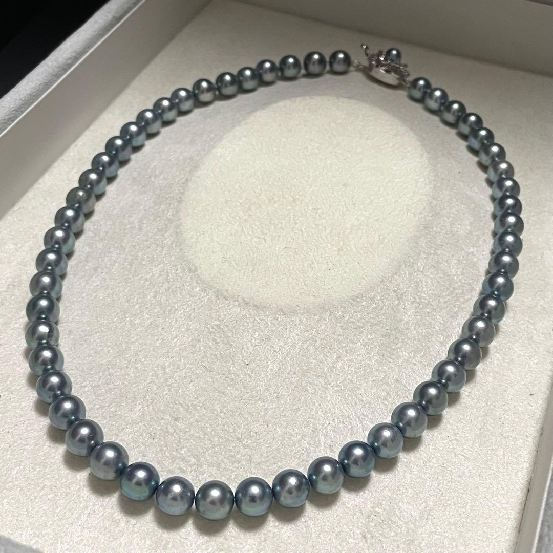 【あこや本真珠✨ケース】ネックレス 7.5-8.0 ブルーグレー系 アコヤパール