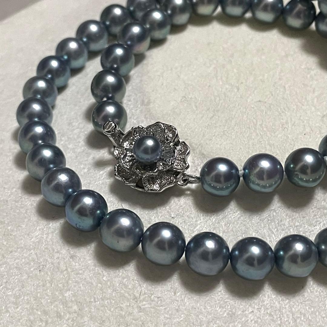 【あこや本真珠✨ケース】ネックレス 7.5-8.0 ブルーグレー系 アコヤパール