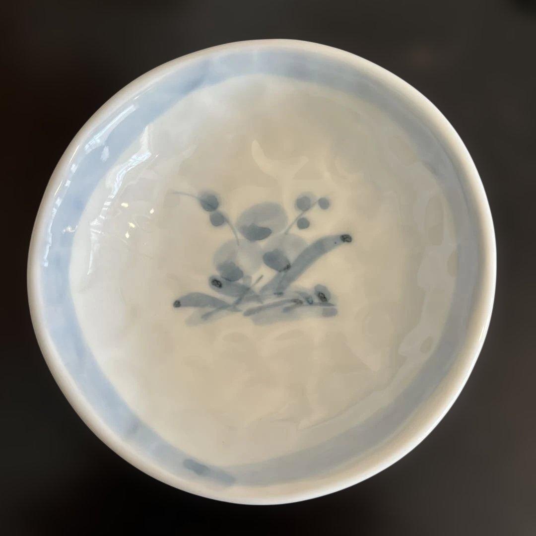 青木龍山　染付　小鉢　5枚セット　手捻り　共箱　送料無料