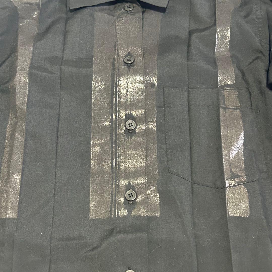 ミーイッセイミヤケ ブラウスシャツ 箔押し プリーツ ブラック サイズF