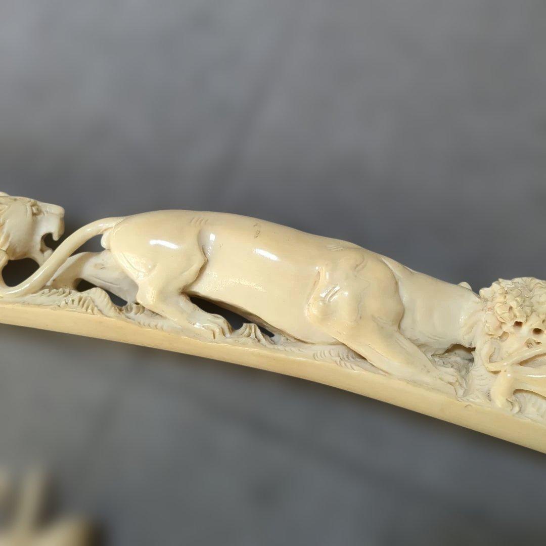 象牙風 虎 象 置物セット