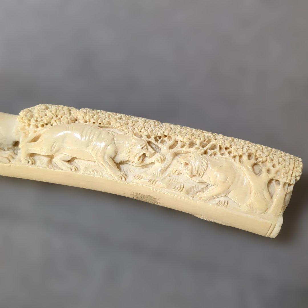 象牙風 虎 象 置物セット