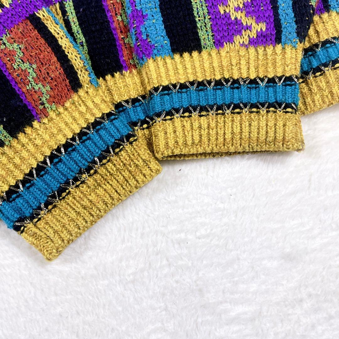 【希少】FICCE (フィッチェ) 幾何学模様 ニットセーター マルチカラー