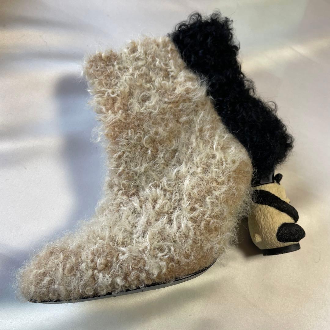 日本製　マイパンダ　本革　毛皮　ラム　ブーティ　ショートブーツ