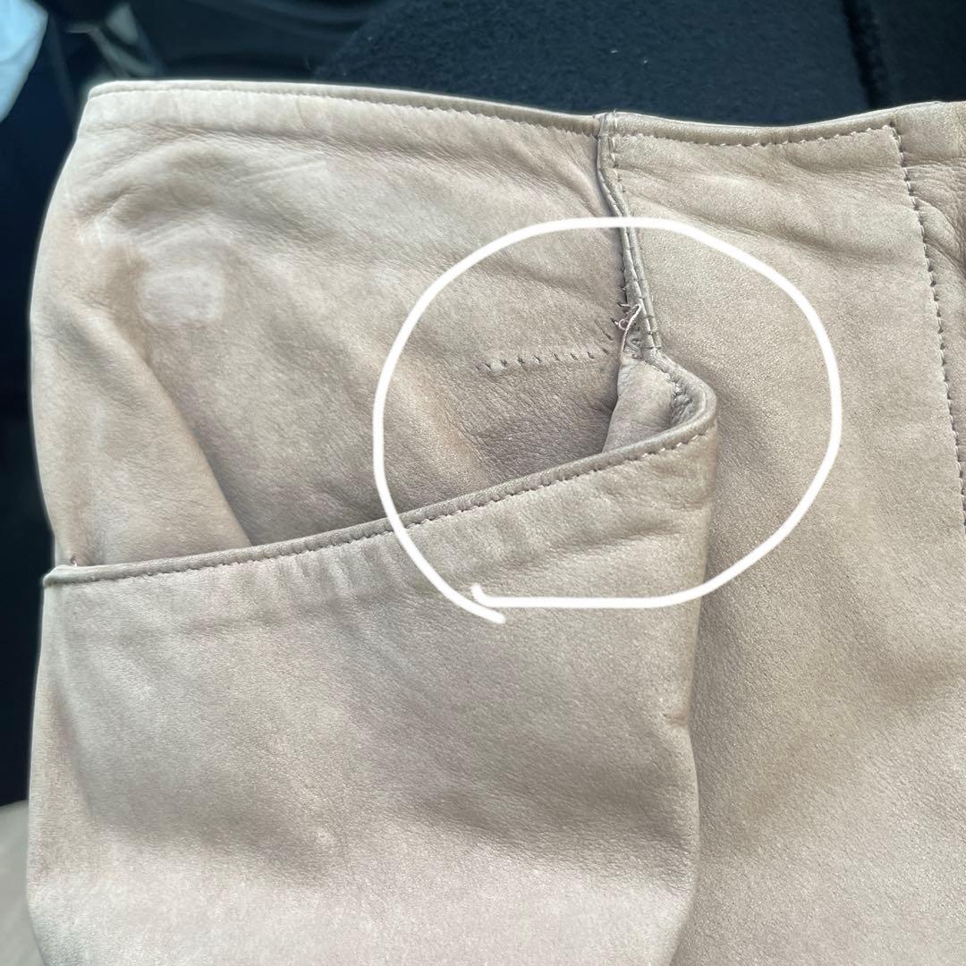 シャネル　ヴィンテージ　ヌバック　パンツ　レザー　カーフスキン