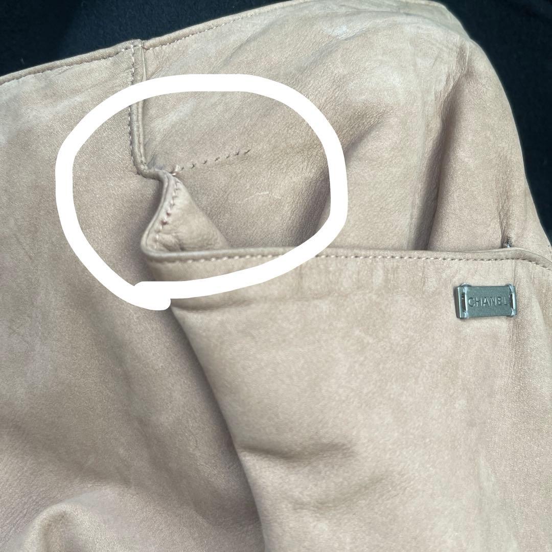 シャネル　ヴィンテージ　ヌバック　パンツ　レザー　カーフスキン