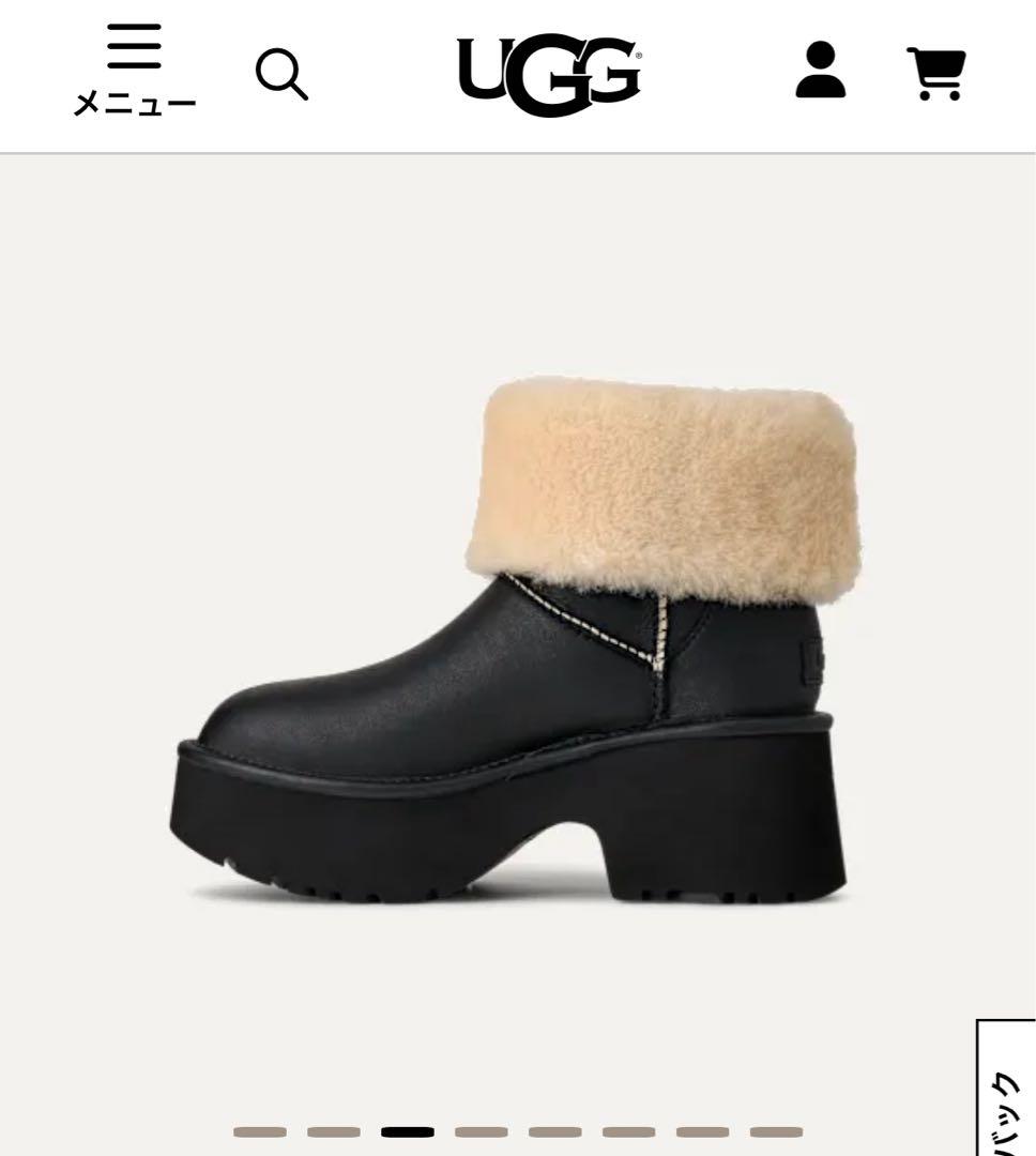 UGG ブラック 厚底ムートンブーツ　Esmee Leather Boot