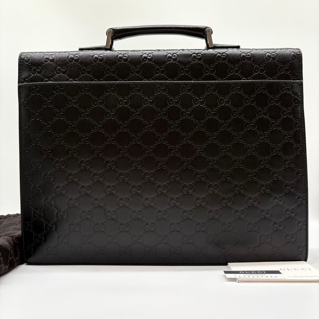 【極美品】GUCCI グッチ シマレザー GG ビジネスバッグ A4 ブラック