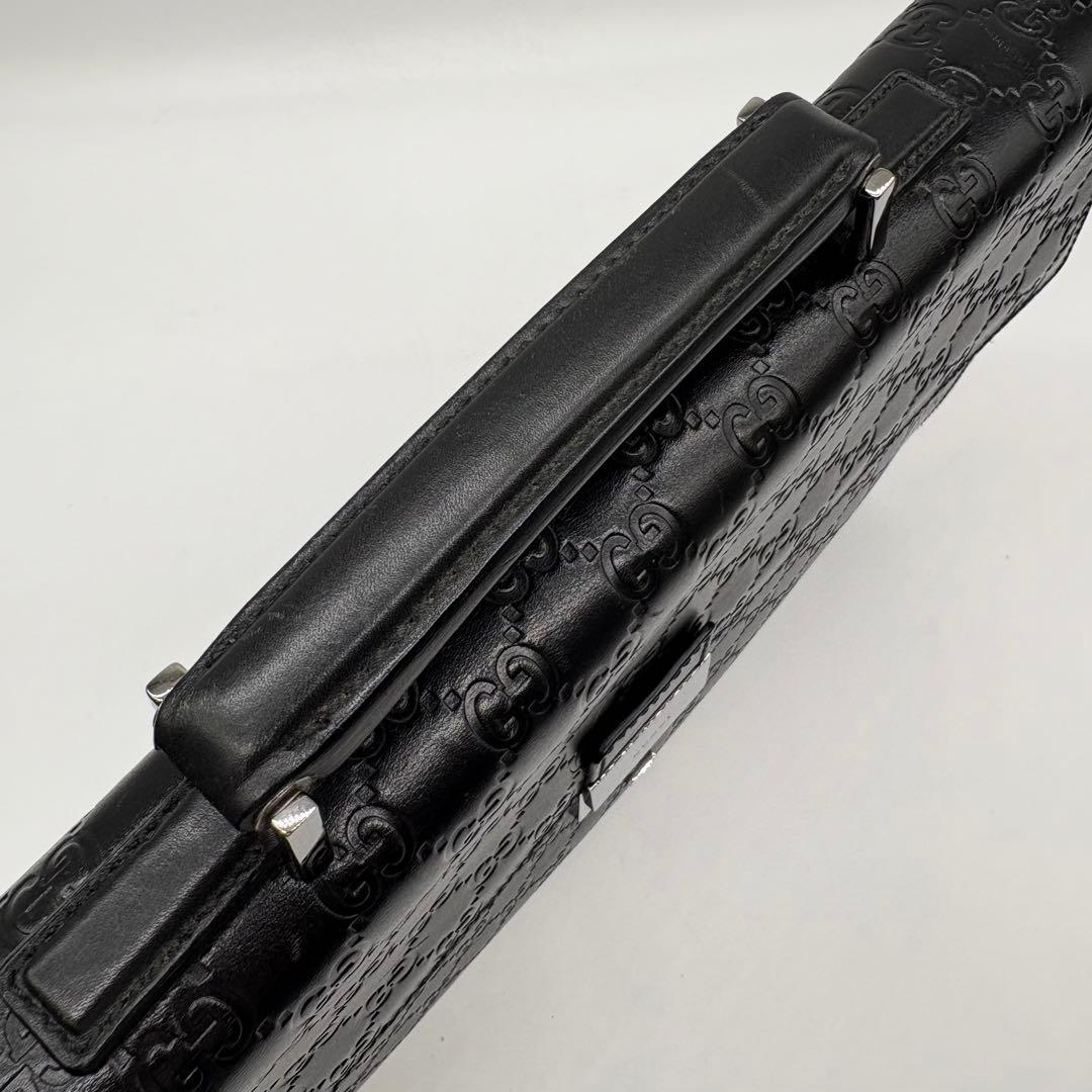 【極美品】GUCCI グッチ シマレザー GG ビジネスバッグ A4 ブラック