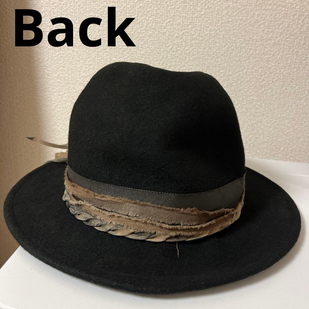 D,ari 中折れハット　3種異素材リボン　ウール100 HYDE こなれ感あり