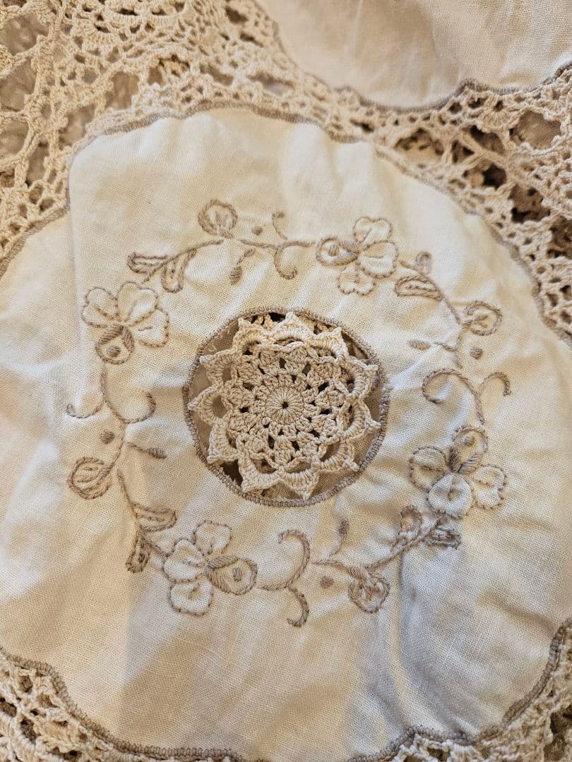 【最終お値下げです】　フランスアンティーク？　大判　レース　アンティーク