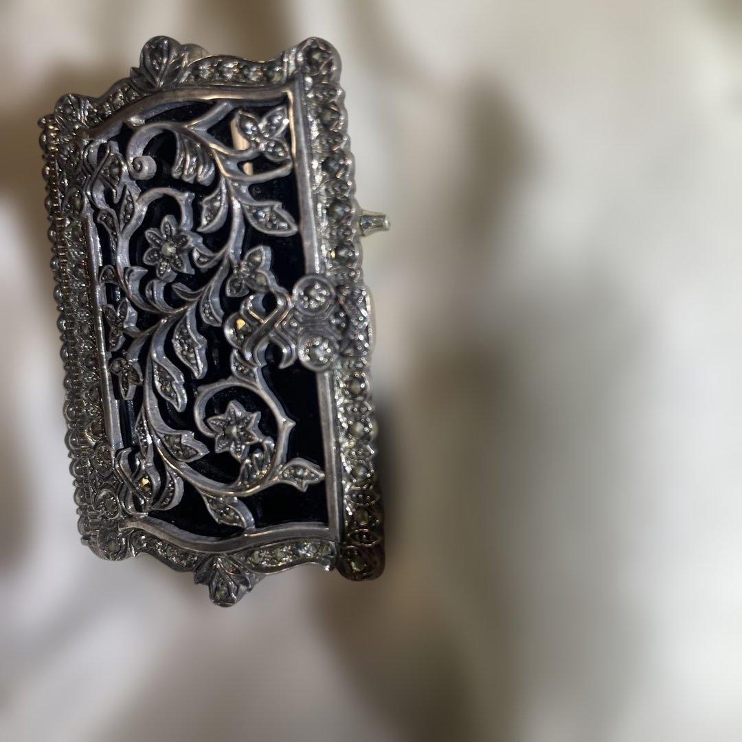 オニキス　マーカサイト　ブローチ　ペンダントトップ