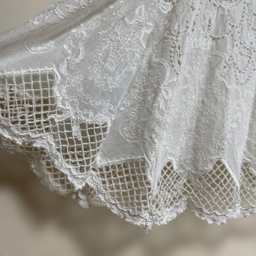 猫・うさぎレース装飾付きホワイトチュニック フランシュリッペ