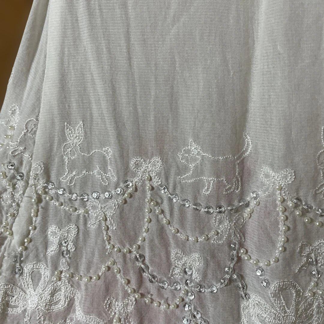 猫・うさぎレース装飾付きホワイトチュニック フランシュリッペ