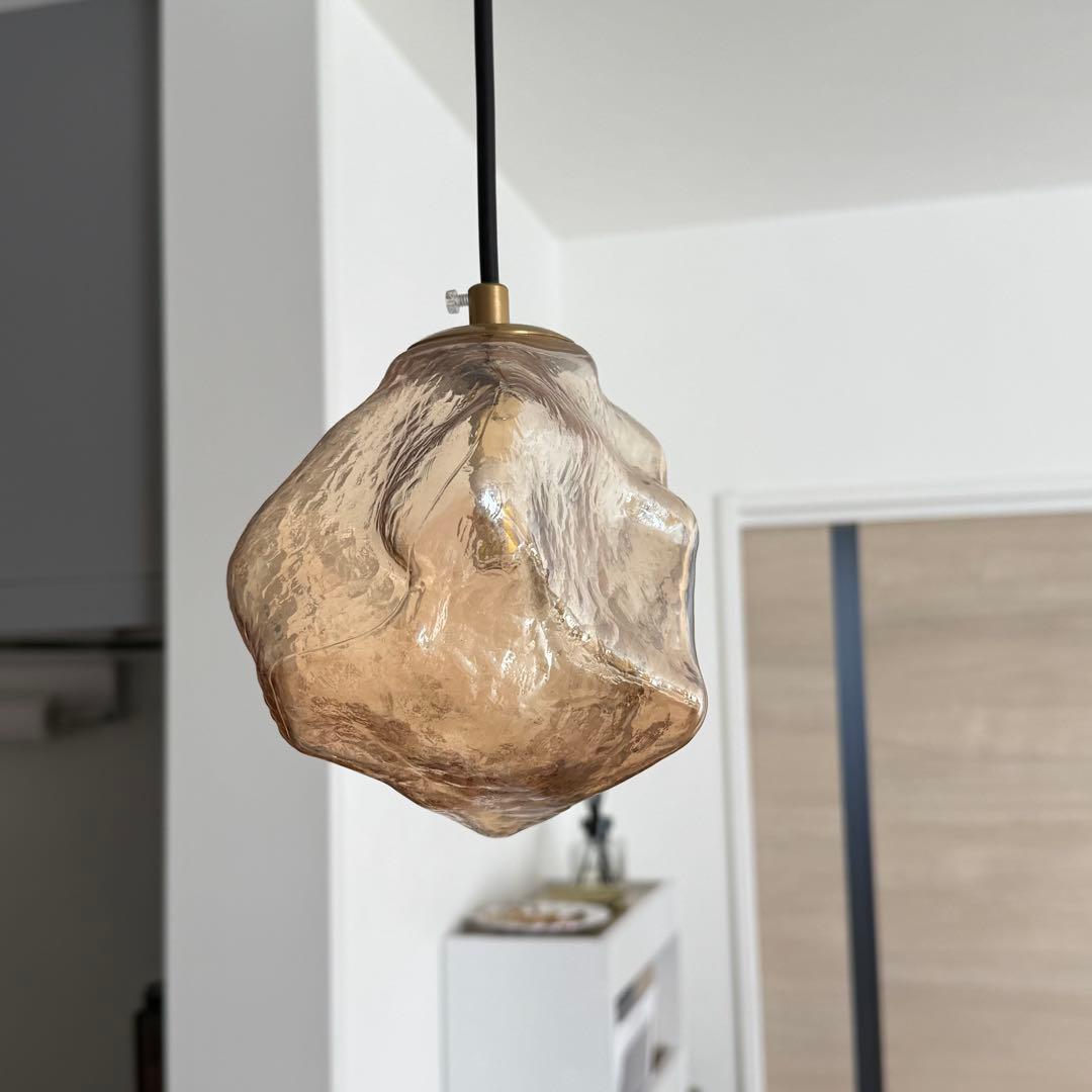 【美品】ガラス製 ペンダントライト 3灯セット ダクトレール 送料込