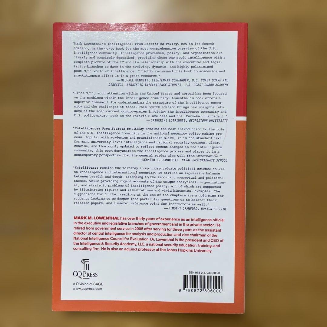 Intelligence: From Secrets to Policy 第四版