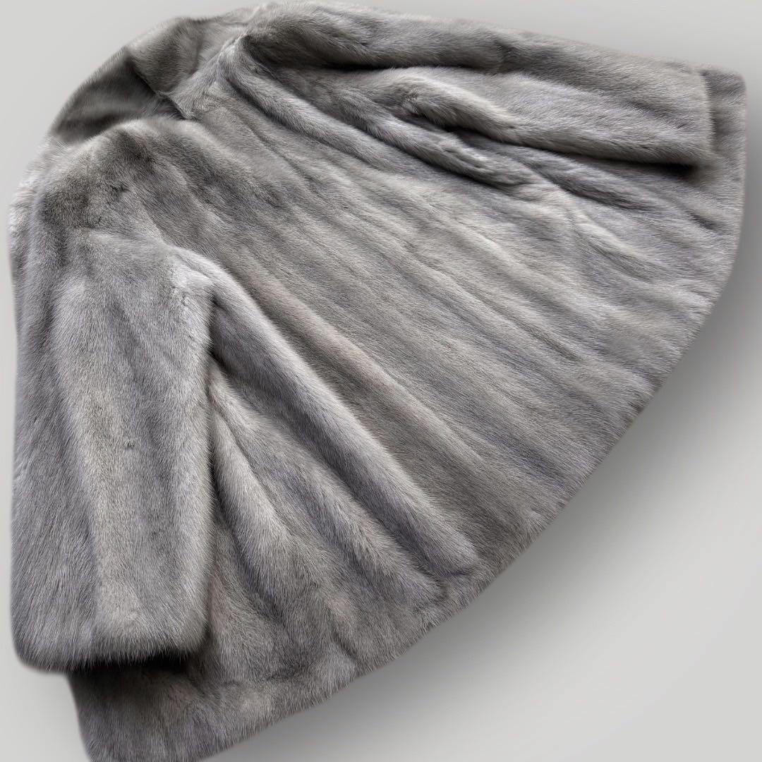 美品 サファイアミンク 本毛皮 リアルファーコート なめし柔らか サイズL