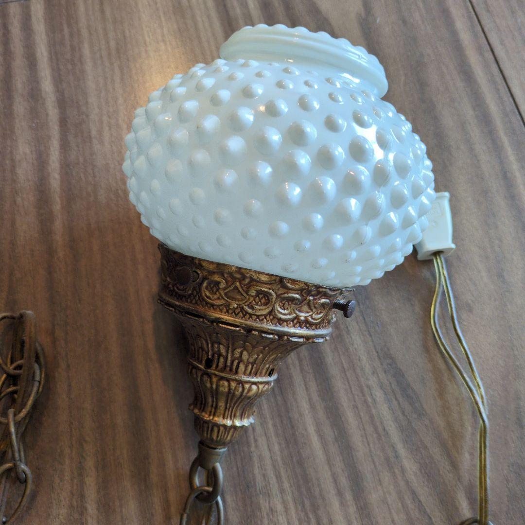 ヴィンテージ アンティーク ペンダントランプ ミルクガラス