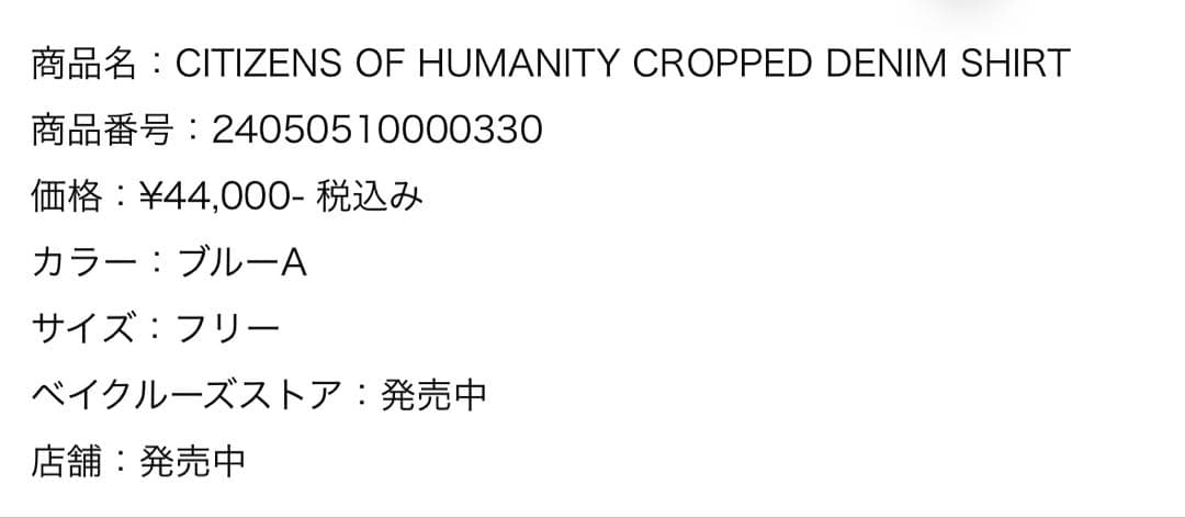 【完売品】CITIZENS OF HUMANITY DENIM SHIRT