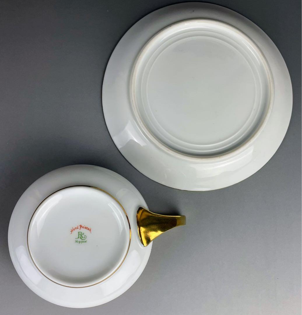 【美品】オールドノリタケ 金盛り ティーカップ ソーサー ３小皿セット