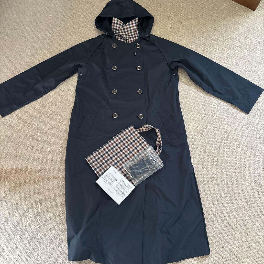 Aquascutum ネイビー ダブルJAL機内販売レインコート