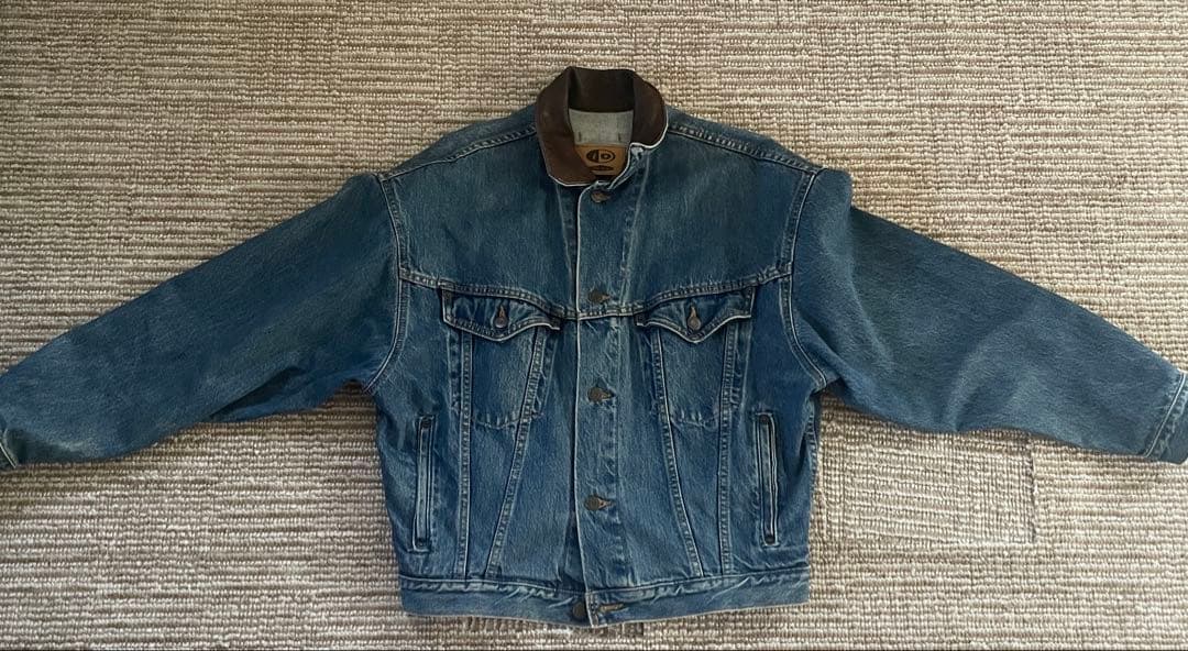 ***様 良品✨カナダ製ID WEAR デニムジャケット　襟レザー　バックプリン