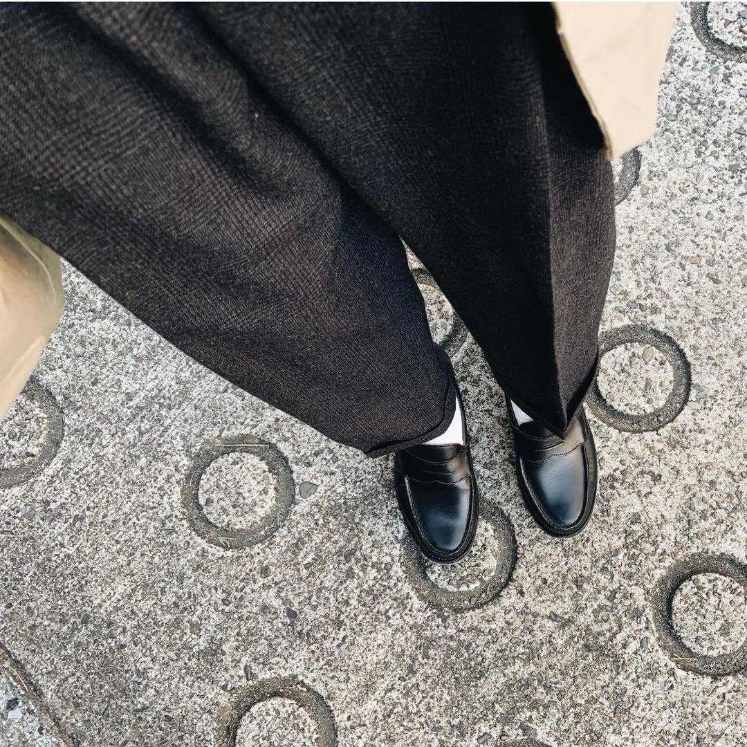 ATON グレンチェック ウールスラックス