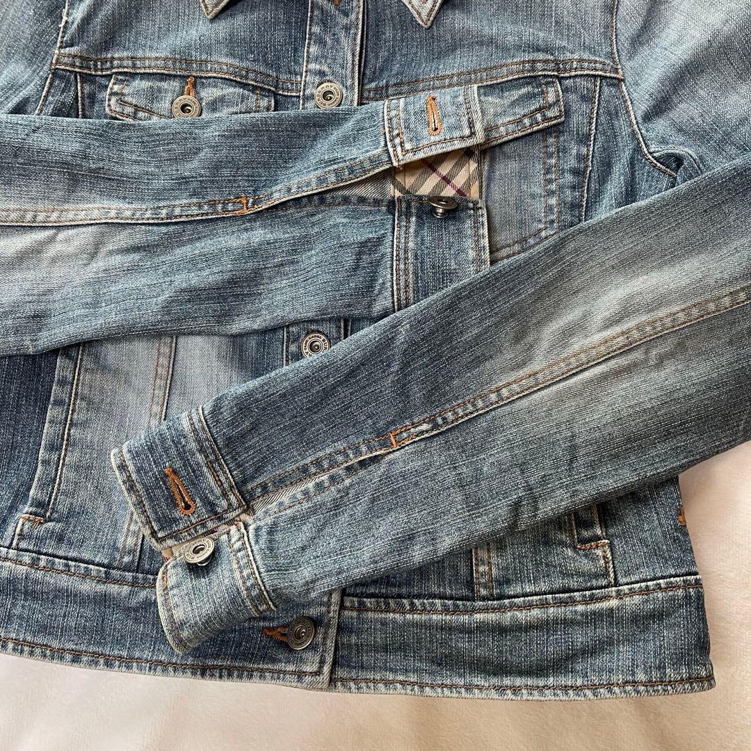 バーバリーブルーレーベル デニムジャケット ノバチェック ハート 刺繍ロゴ