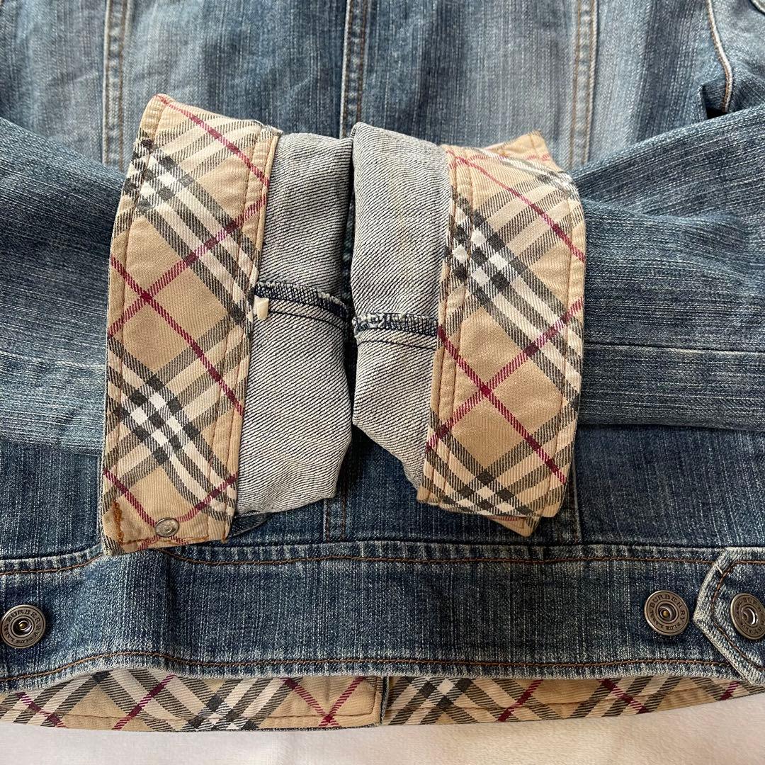 バーバリーブルーレーベル デニムジャケット ノバチェック ハート 刺繍ロゴ