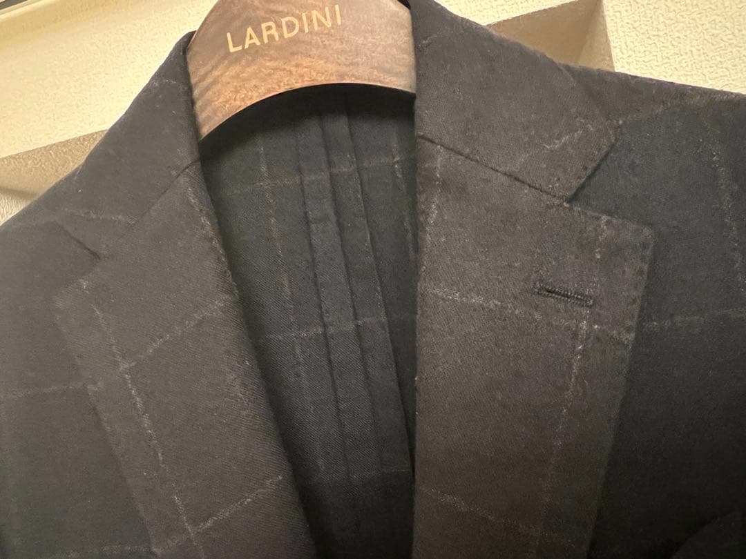 LARDINI ダークブルー　ウィンドーペン柄　テーラードジャケット