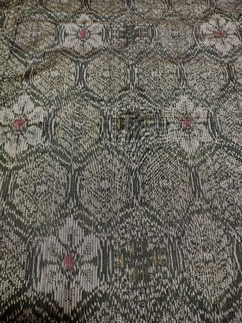 1876　着物リメイク☆大島紬Aラインロングワンピース+お出かけリングバック