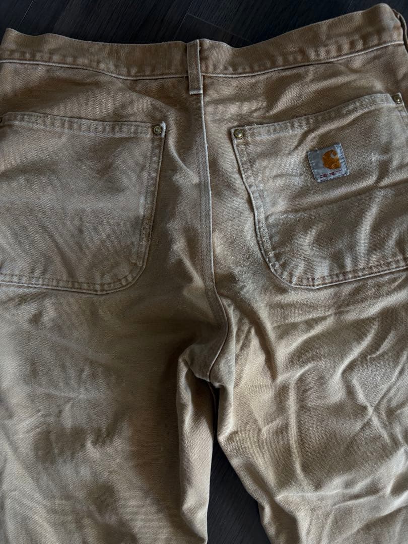 希少 USA製 ビンテージ カーハート ダブルニー ペインターパンツ ベージュ