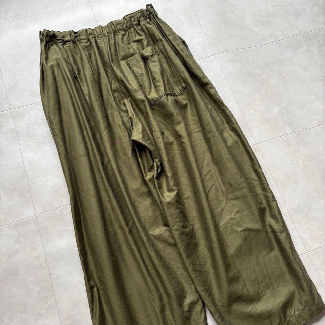 mizuiroind ミズイロインド モールスキン ワイドカーゴパンツ カーキ