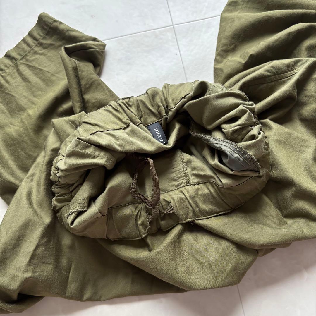 mizuiroind ミズイロインド モールスキン ワイドカーゴパンツ カーキ