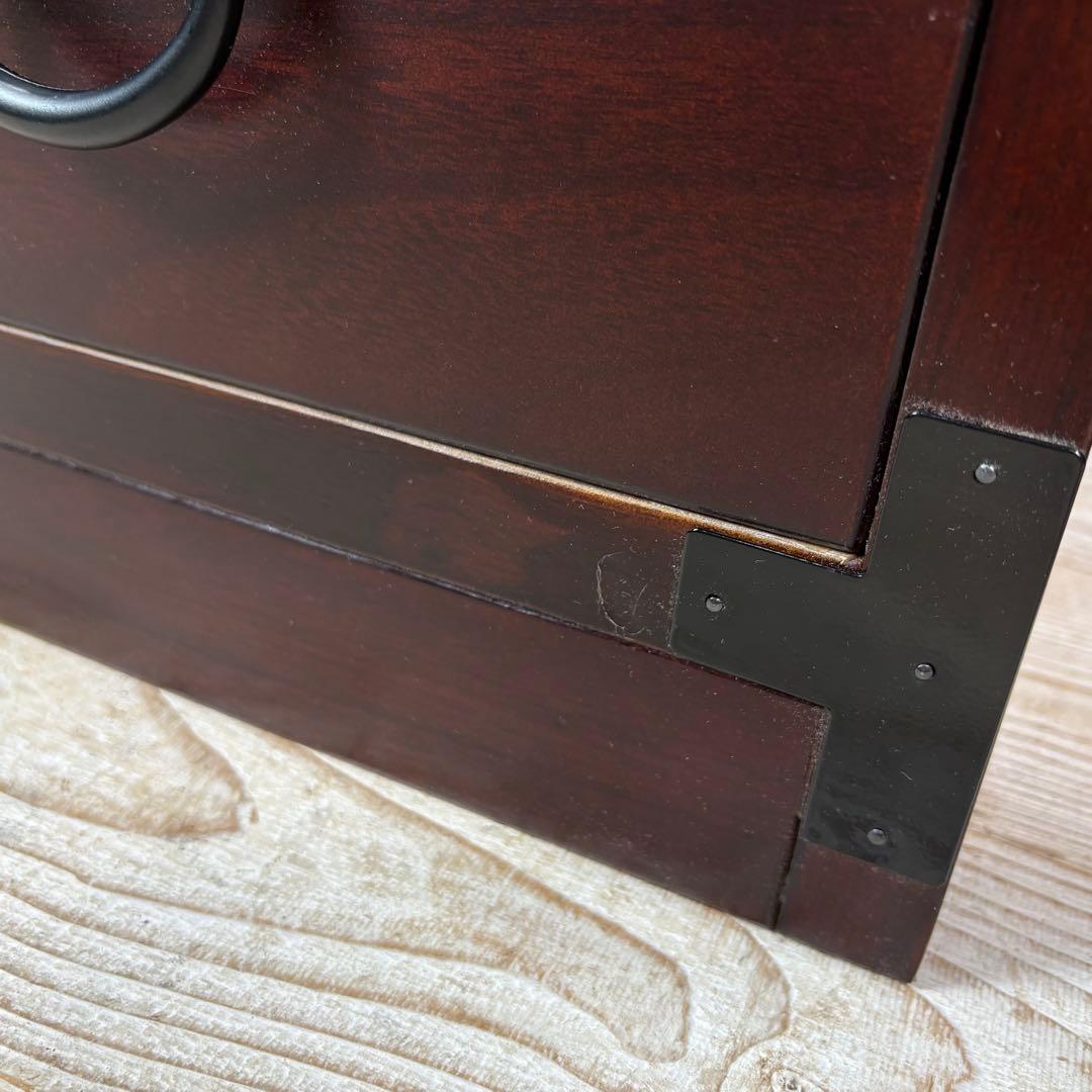 訳あり品【129】民芸家具引き戸付きタンスチェスト木製桐材無垢収納家具多引き出し