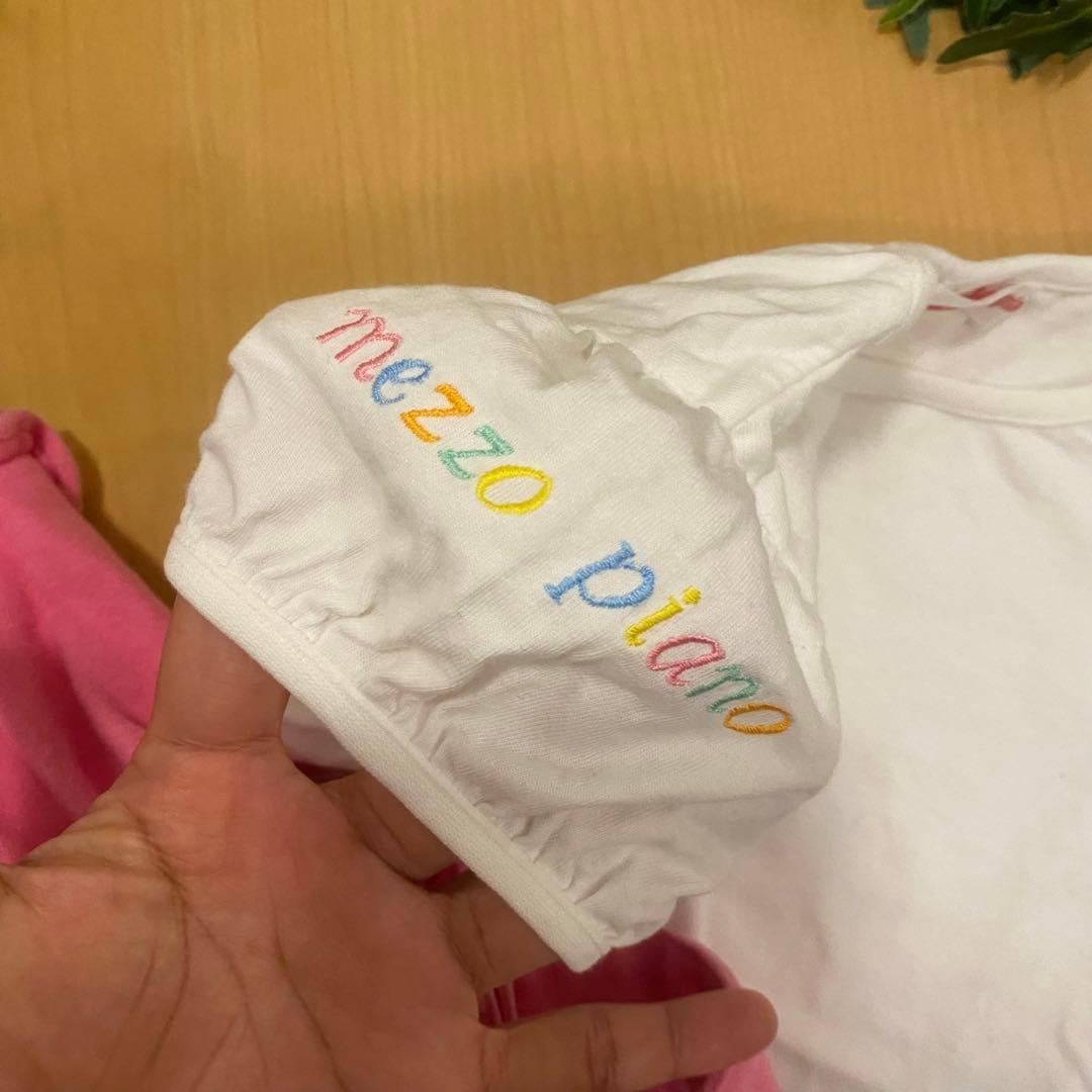 希少　メゾピアノピンクワンピースロンパース白半袖ブラウス　セット