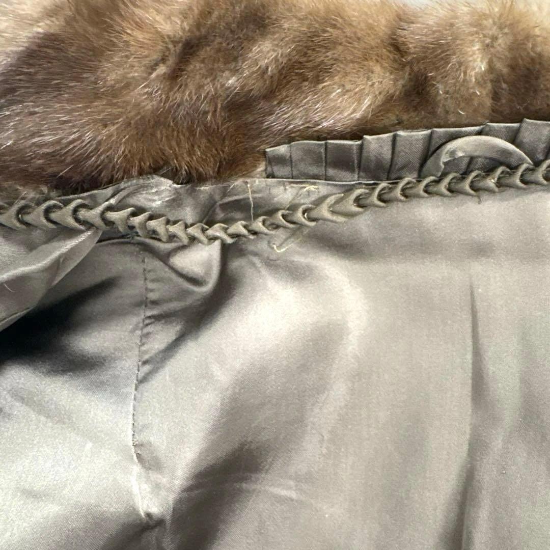 リアルファー 毛皮コート ミンク相当 ブラウン 11号 現状品