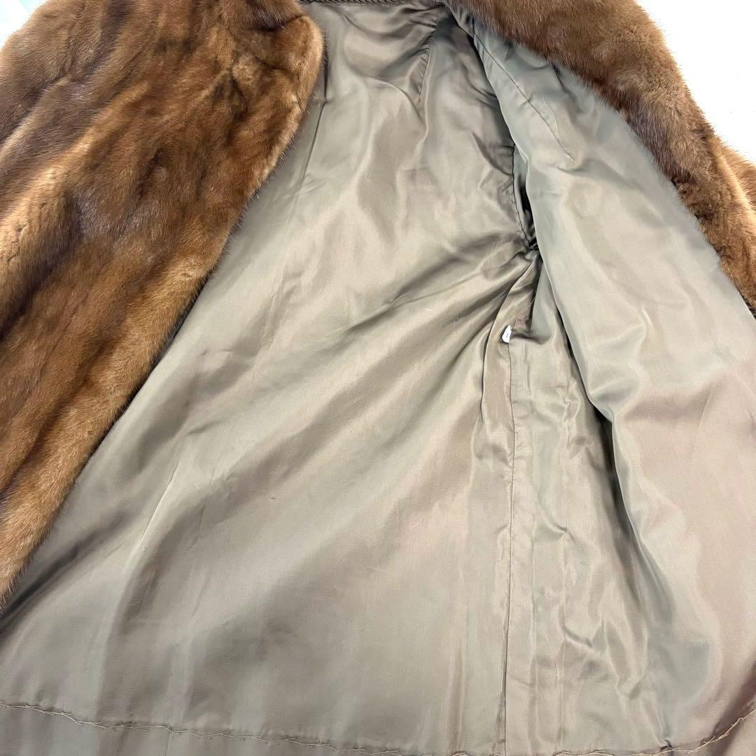 リアルファー 毛皮コート ミンク相当 ブラウン 11号 現状品