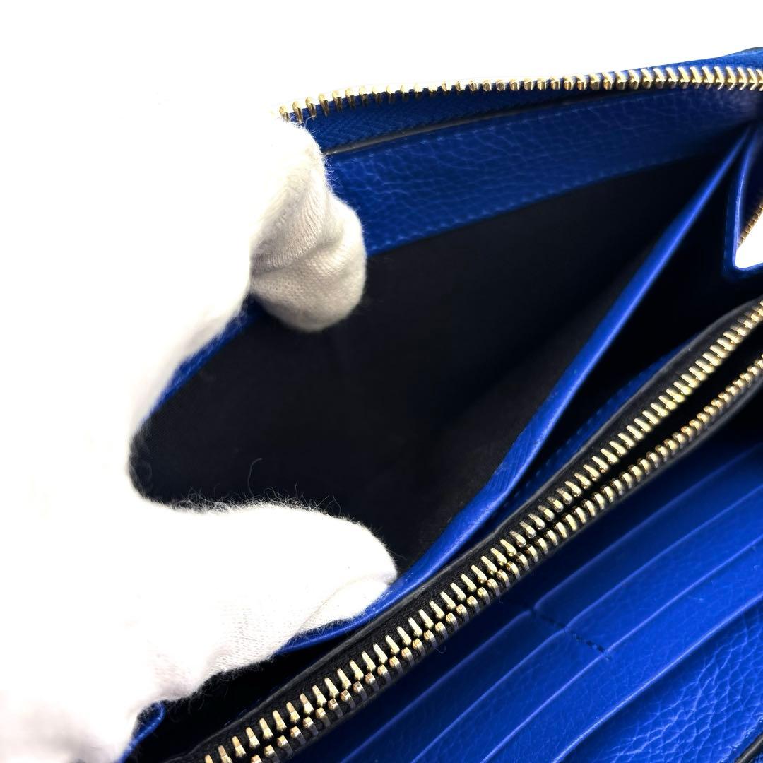 極美品】VERSACE ヴェルサーチ 長財布 ラウンドジップ レザー　革　ロゴ