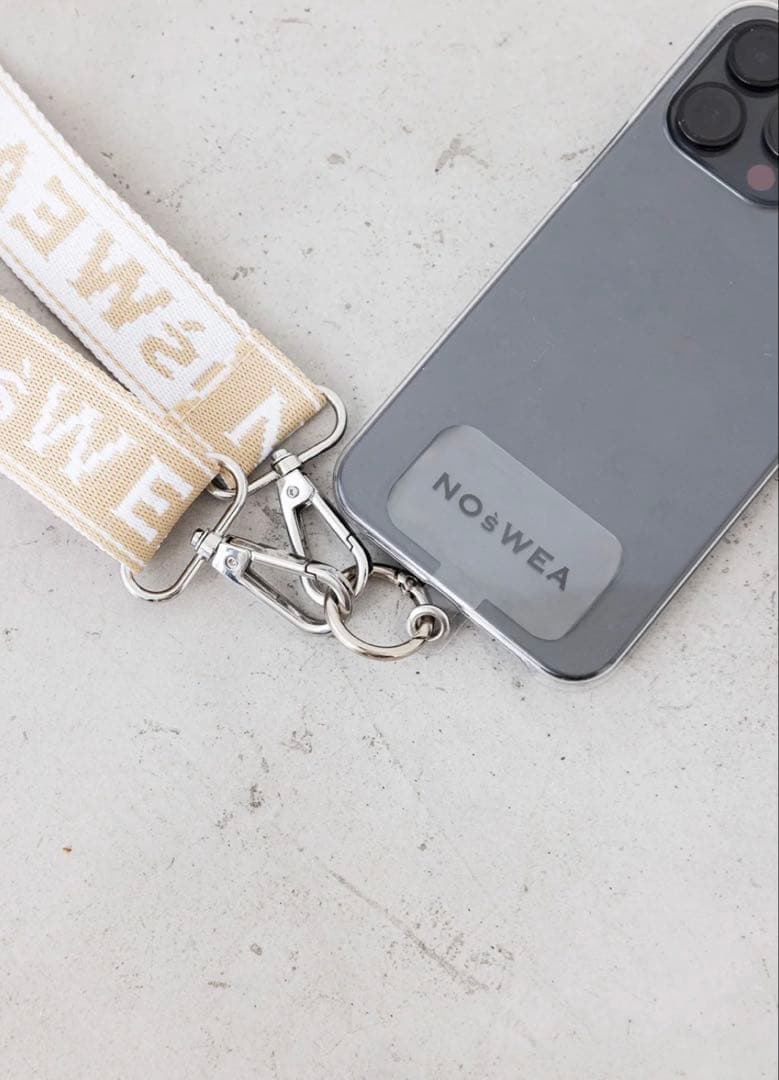 NOśWEA スマホショルダーストラップ ホワイト/ベージュ
