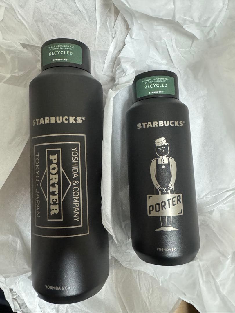 PORTER リサイクルステンレスボトル マットブラック 大小セット