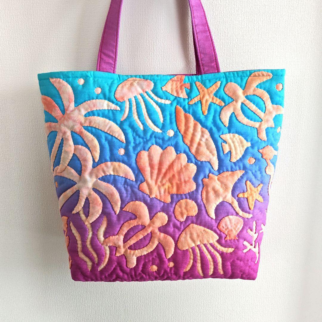 ハンドメイド　ハワイアンキルトバッグ