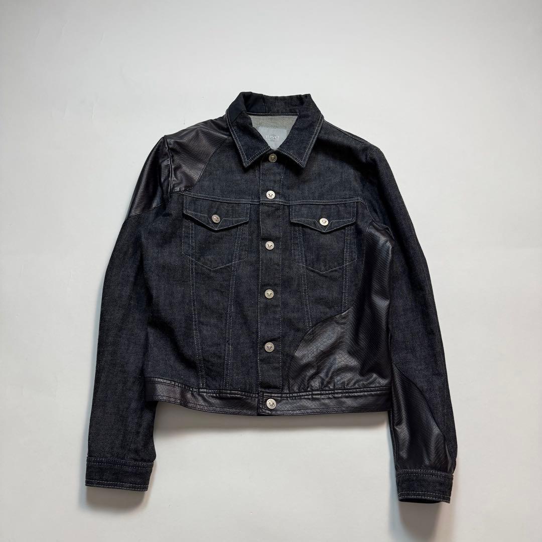 ジャケット・アウター 90-00s VERSACE leather design denim jkt