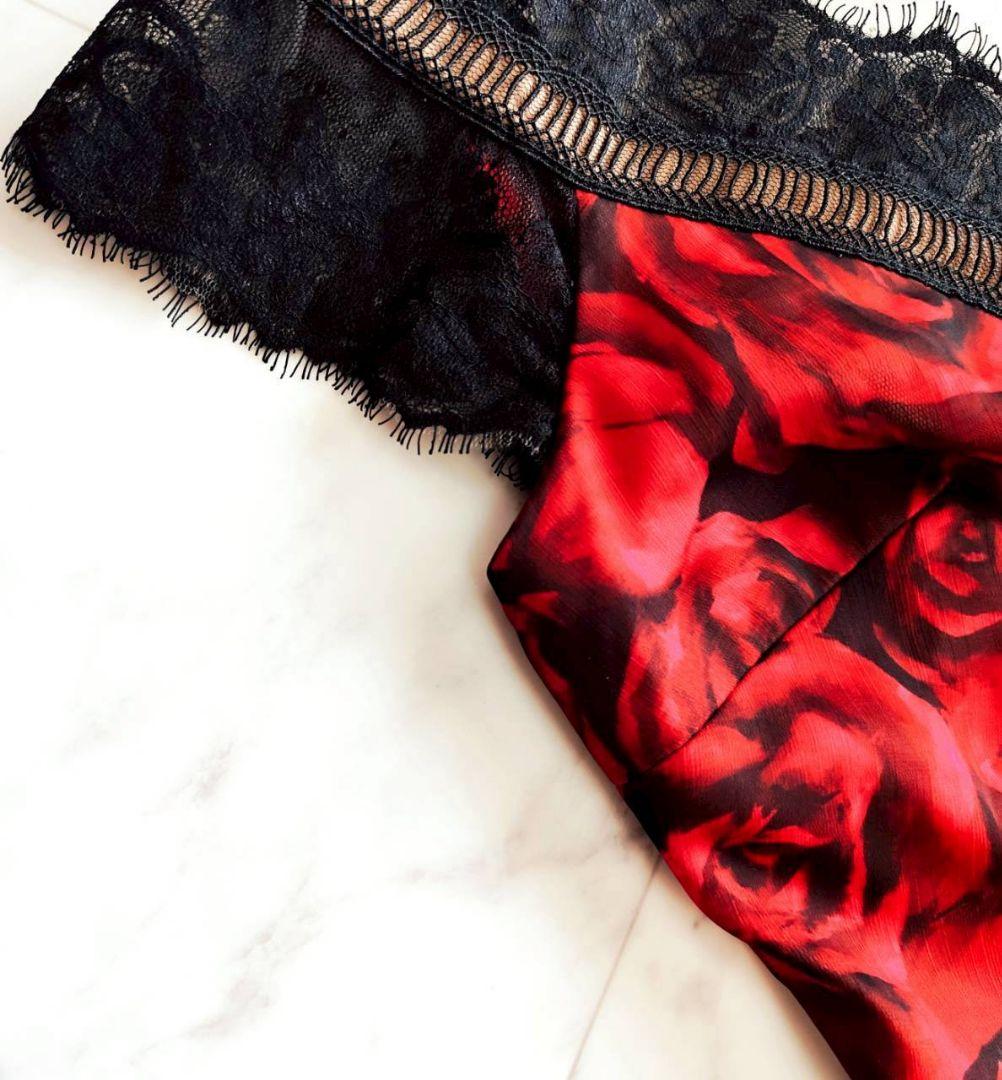 TADASHI SHOJI ローズ レース ロング マキシ ドレス 0