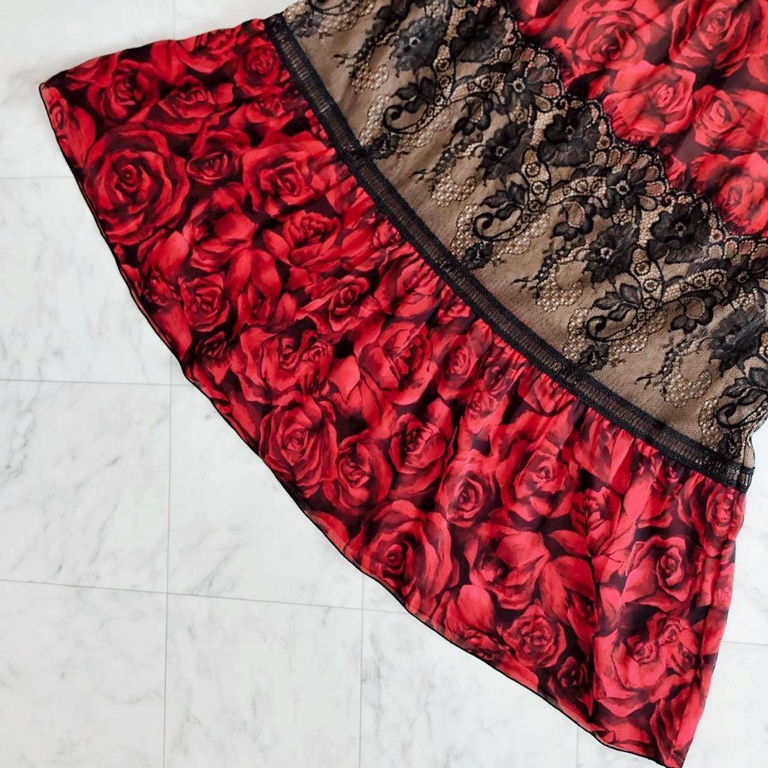 TADASHI SHOJI ローズ レース ロング マキシ ドレス 0