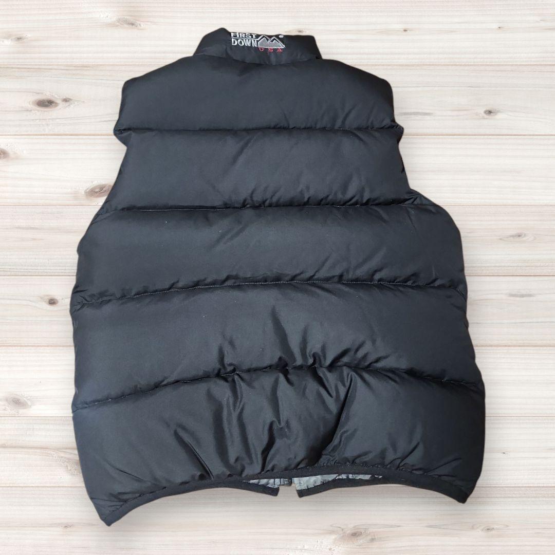 【美品】FIRST　DOWN　ダウンベスト　リバーシブル　黒　グレー　L