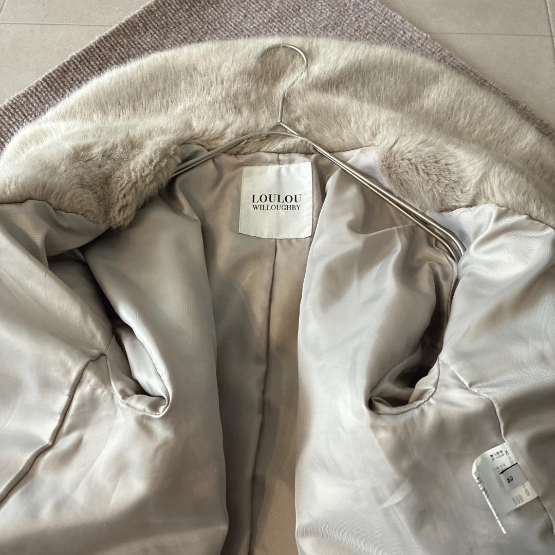 美品 近年 ルルウィルビー♡エコファー コート ジャケット ショールカラー 2